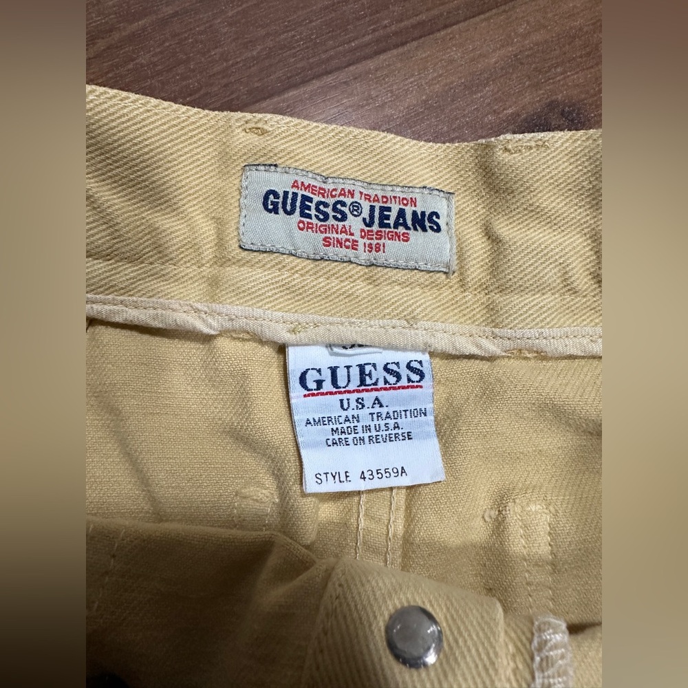 GUESS Vintage high waisted guess butter yellow denim jean skirt - Picture 5 of 10